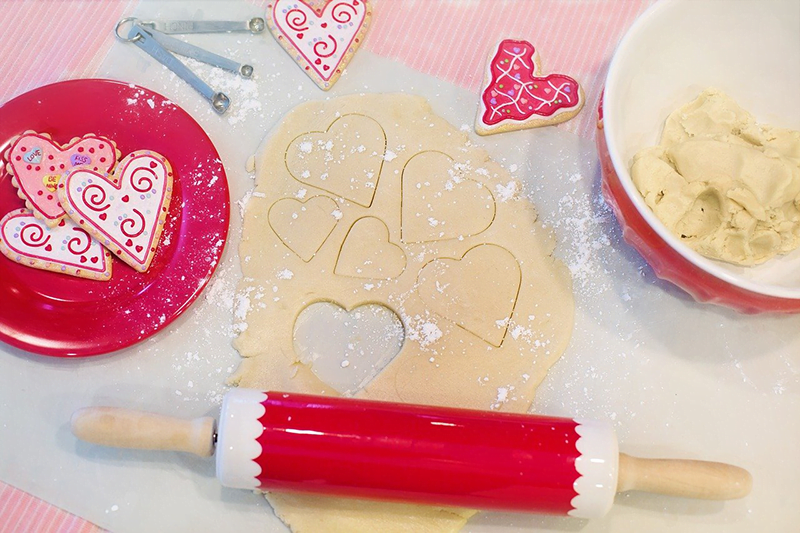 heart shaped biscuits being made EYFS Valentine's Day activities